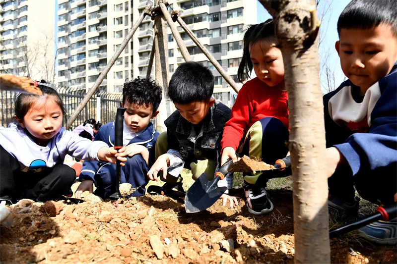 讓孩子們播下“植綠、護綠、愛綠”的種子。李天藝攝