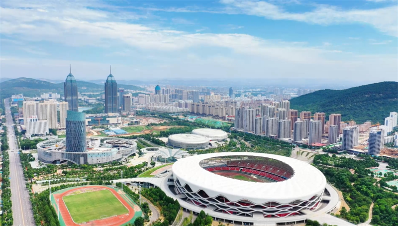山東省棗莊市文體中心片區航拍風景 王致遠 攝