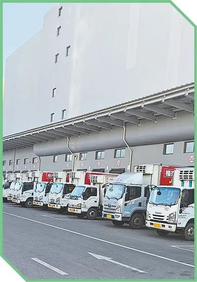 利群智慧物流與供應(yīng)鏈基地，一輛輛冷鏈車“整裝待發(fā)”。郭 正攝（人民視覺）